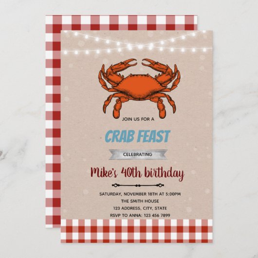 Crab feast boil-uitnodiging bedankkaart (Voorkant / Achterkant)