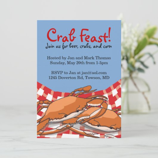 Crab Feast Invitations Kaart (Staand voorkant)