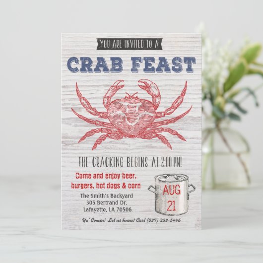 Crab Feast uitnodiging (Staand voorkant)