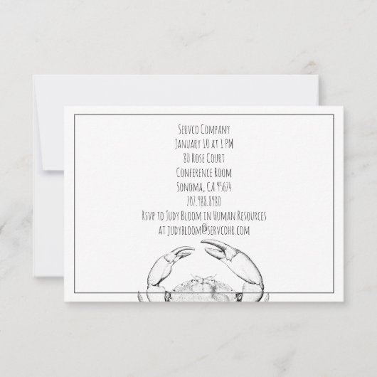 Crab Feed Corporate Luncheon Kaart (Achterkant)