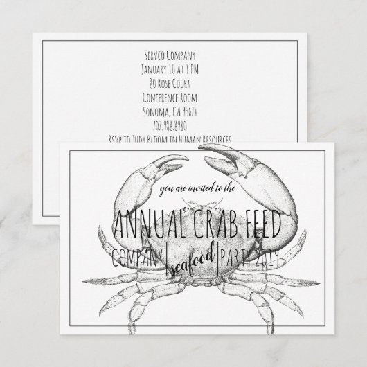 Crab Feed Corporate Luncheon Kaart (Voorkant / Achterkant)