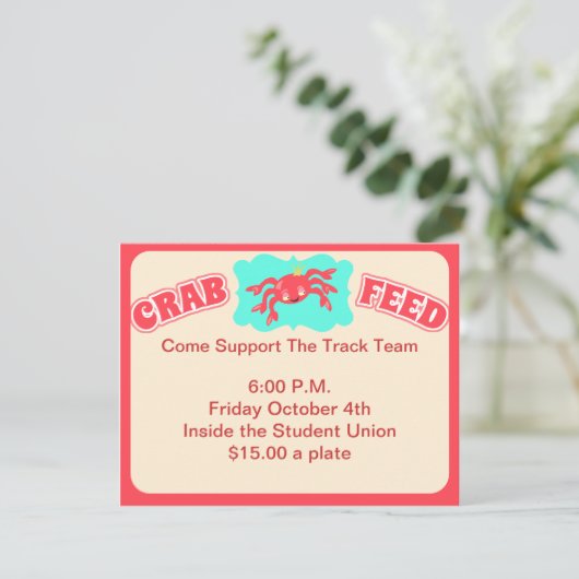Crab Feed Invite Kaart (Staand voorkant)