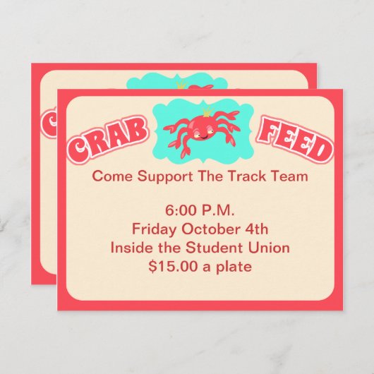 Crab Feed Invite Kaart (Voorkant / Achterkant)