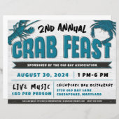 Crab Feest Evenement Uitnodiging (Voorkant / Achterkant)