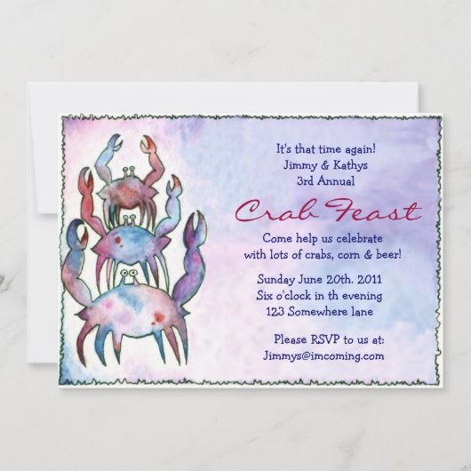 CRAB FEST FEAST Dinner Party Invision Kaart (Voorkant)