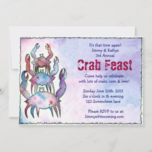 CRAB FEST FEAST Dinner Party Invision Kaart (Voorkant)