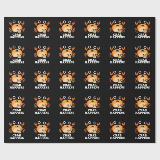 Crab Happny Animal Pun Dark BG Cadeaupapier (Vlak)