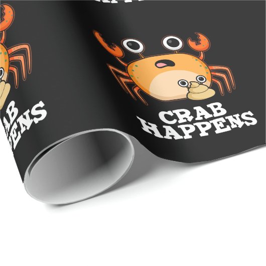 Crab Happny Animal Pun Dark BG Cadeaupapier (Rol Hoek)