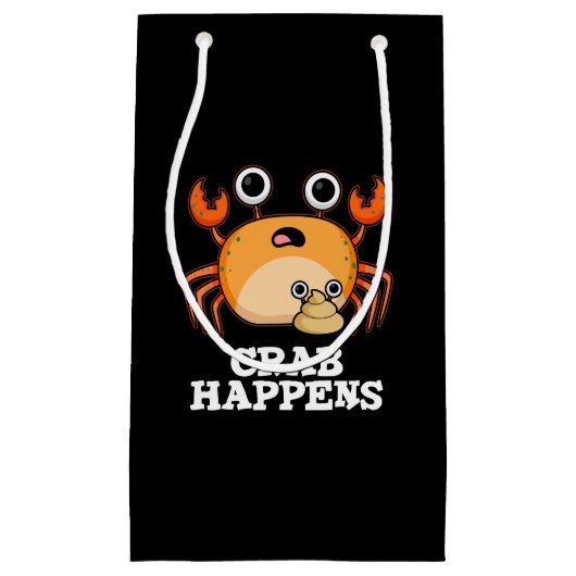 Crab Happny Animal Pun Dark BG Klein Cadeauzakje (Voorkant)