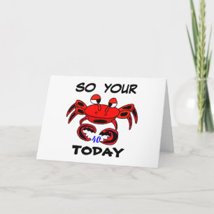 Crab Happy 40th Birthday Card Kaart