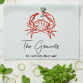 Crab housewarming cadeau theedoek (Gevouwen)