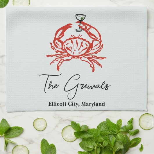 Crab housewarming cadeau theedoek (Gevouwen)