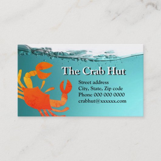Crab Hut bus. kaarten Visitekaartje (Voorkant)
