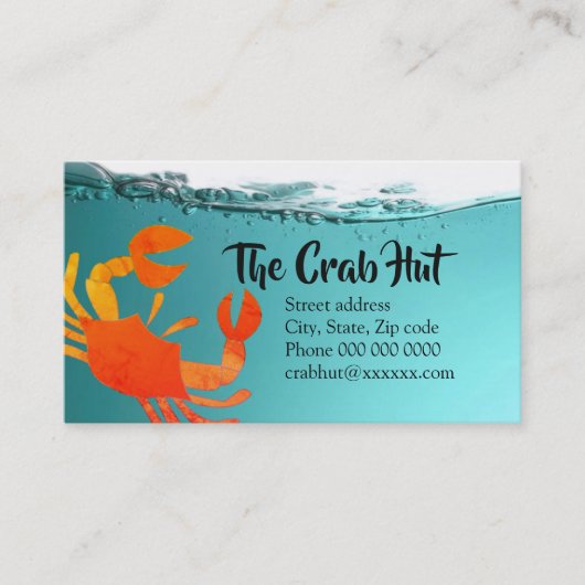 Crab Hut bus. kaarten Visitekaartje (Voorkant)