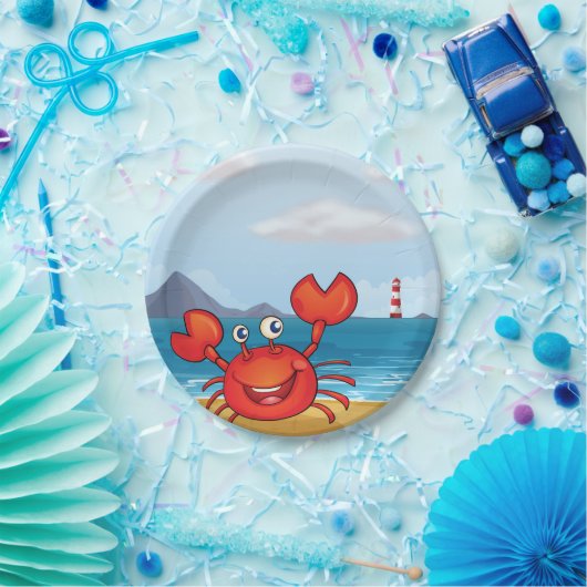 Crab in de Seashore Papieren Bordje (Feest)