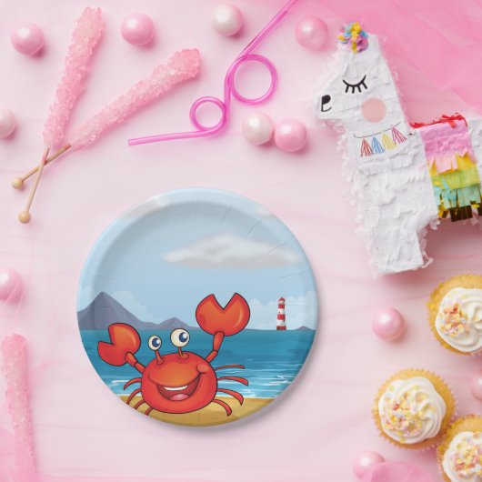 Crab in de Seashore Papieren Bordje (Feest)