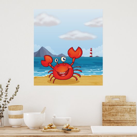 Crab in de Seashore Poster (Keuken)