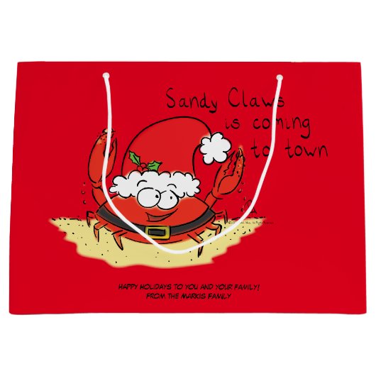 Crab Kerstbeach Tropical Funny Groot Cadeauzakje (Voorkant)