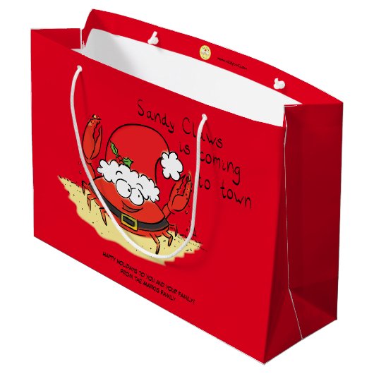 Crab Kerstbeach Tropical Funny Groot Cadeauzakje (Achterkant Gekanteld)