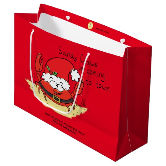 Crab Kerstbeach Tropical Funny Groot Cadeauzakje (Voorkant Gekanteld)