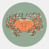 Crab Kerstlamseskreeft Ronde Sticker (Voorkant)