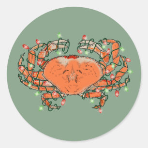 Crab Kerstlamseskreeft Ronde Sticker