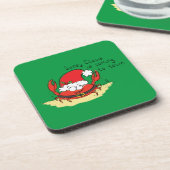 Crab Kersttropical Funny Bier Onderzetter (Linkerzijde)