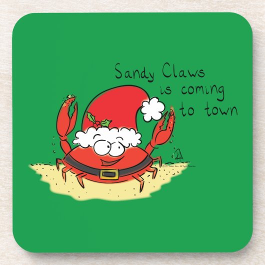 Crab Kersttropical Funny Bier Onderzetter (Voorkant)