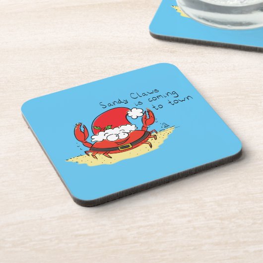 Crab Kersttropical Funny Bier Onderzetter (Linkerzijde)