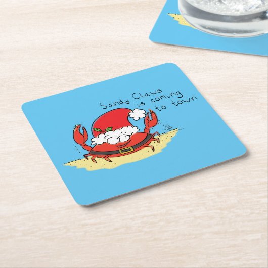 Crab Kersttropical Funny Kartonnen Onderzetters (Schuin)