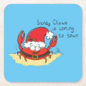 Crab Kersttropical Funny Kartonnen Onderzetters (Voorkant)