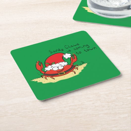 Crab Kersttropical Funny Kartonnen Onderzetters (Schuin)