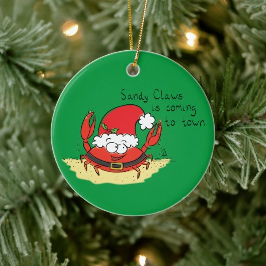 Crab Kersttropical Funny Keramisch Ornament (Boom)