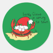 Crab Kersttropical Funny Ronde Sticker (Voorkant)