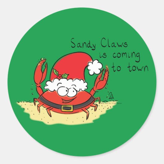 Crab Kersttropical Funny Ronde Sticker (Voorkant)