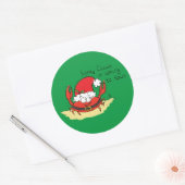 Crab Kersttropical Funny Ronde Sticker (Envelop)