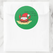 Crab Kersttropical Funny Ronde Sticker (Tas)