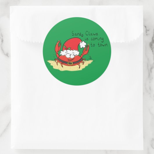 Crab Kersttropical Funny Ronde Sticker (Tas)