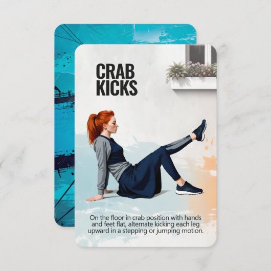Crab Kicks Fitness Card with Blue Backing Save The Date (Voorkant / Achterkant)