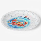 Crab Kids Verjaardag Zwembad Party Boy Zomer Papieren Bordje (Gekanteld)