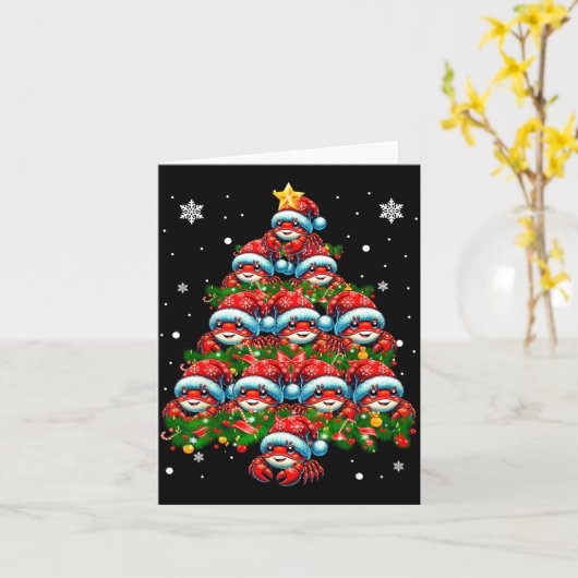 Crab Lighting Xmas Holiday Santa Crab Christmas Tr Kaart (Gele Bloem)