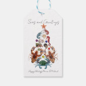 Crab Lobster kerstboom Zee Holiday Cadeaulabel (Achterkant)