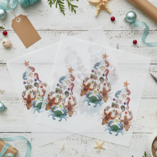 Crab Lobster kerstboom Zee Holiday Tissuepapier