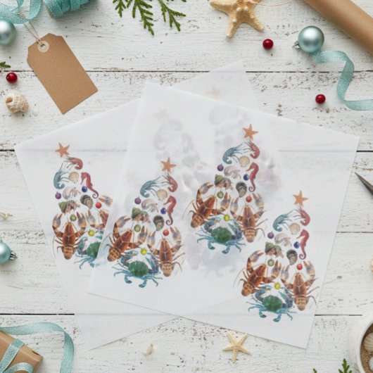 Crab Lobster kerstboom Zee Holiday Tissuepapier