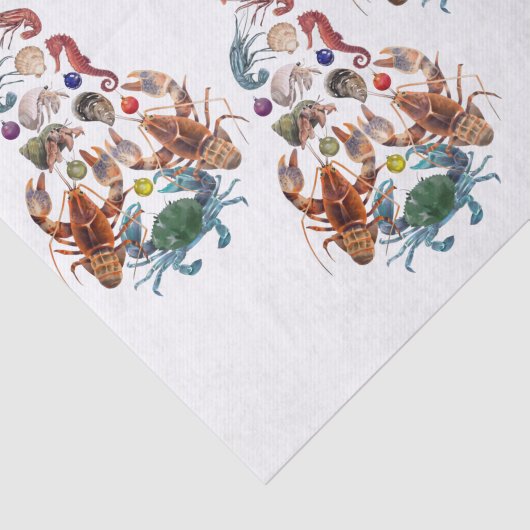 Crab Lobster kerstboom Zee Holiday Tissuepapier (Detail)
