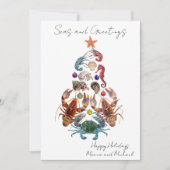 Crab Lobster kerstboom Zee schaaldieren Feestdagenkaart (Voorkant)