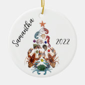 Crab Lobster met kerstboomkreeften Keramisch Ornament (Voorkant)