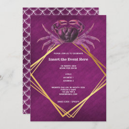 Crab magenta white geometric gold glitter marine kaart