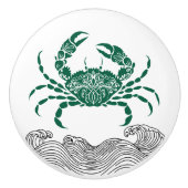Crab Mandala Green Keramische Knop (Voorkant)