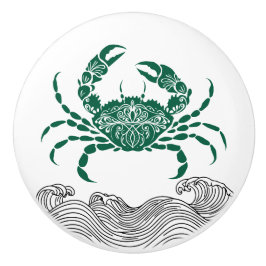 Crab Mandala Green Keramische Knop